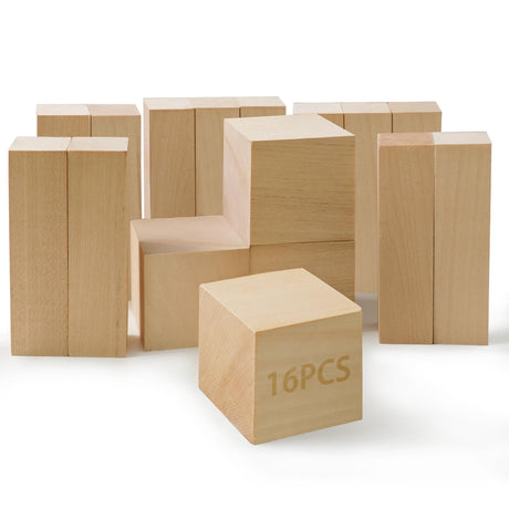 HILELIFE Basswood Carving Blocks 16 Pcs Bass Wood Blocks for Wood Carving Whittling Wood Smooth Basswood Blocks for Carving HILELIFE