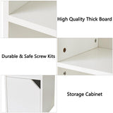 IBUYKE 6 Tier Narrow Bookcase with Doors, Cube CD DVD Storage Cabinet,Slim Media Tower Rack,Cabinet,White Bookcase Display Storage Shelves for Small Spaces,for Home Office White UWBC001W IBUYKE