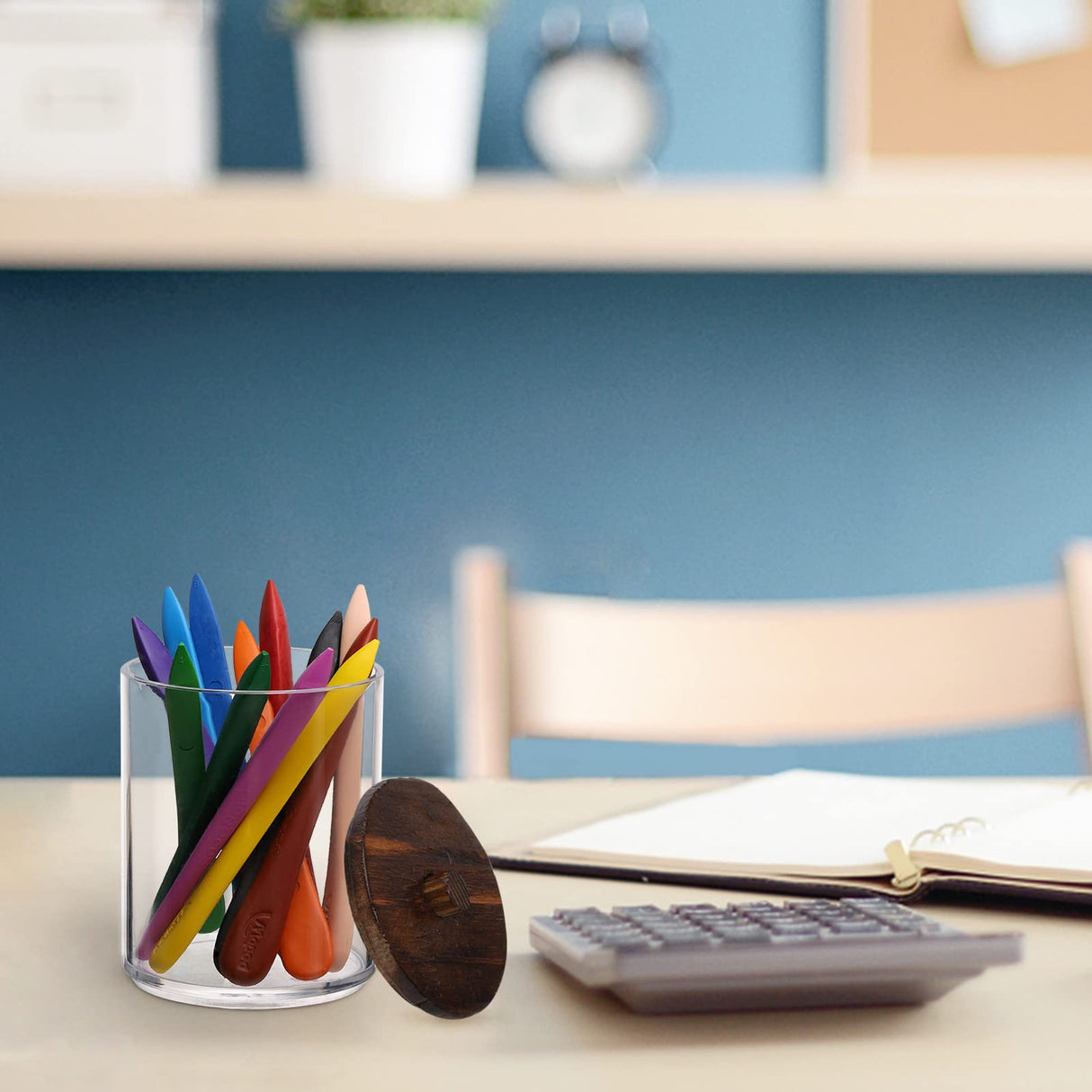 Tbestmax Qtips Holder Bathroom Container, 10/7 OZ Cotton Ball/Swabs Dispenser, Apothecary Jar Organizer for Storage Brown Wood Lids Tbestmax