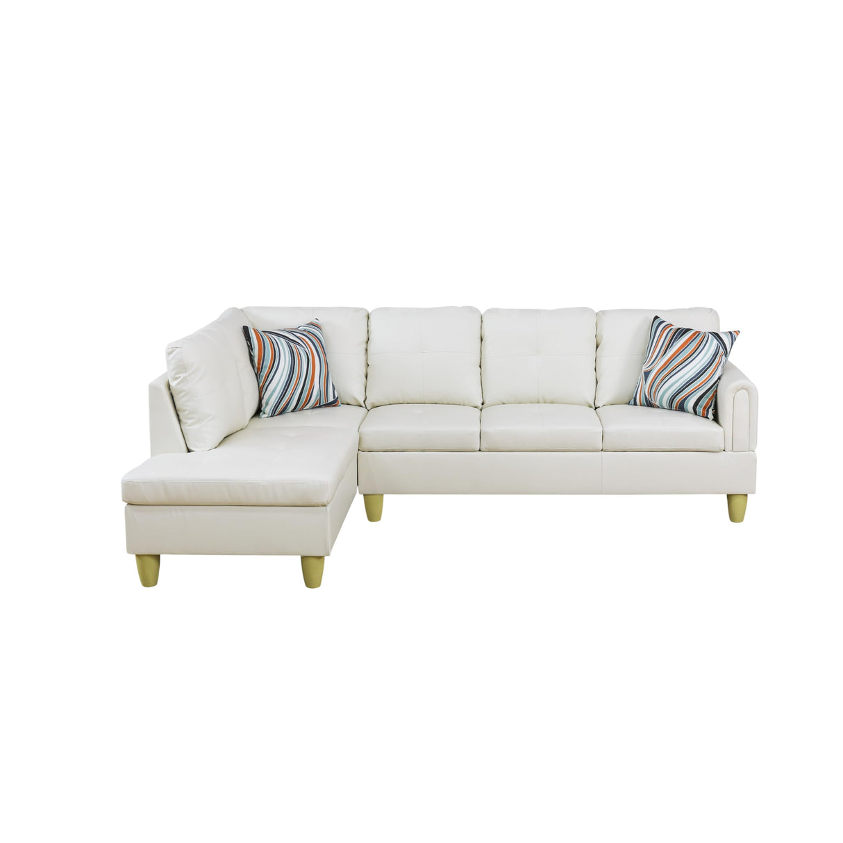NicBex MZX-Niki-SF-00063-LWJ Sofas & Couches, Left Chaise, White-Faux Leather NicBex