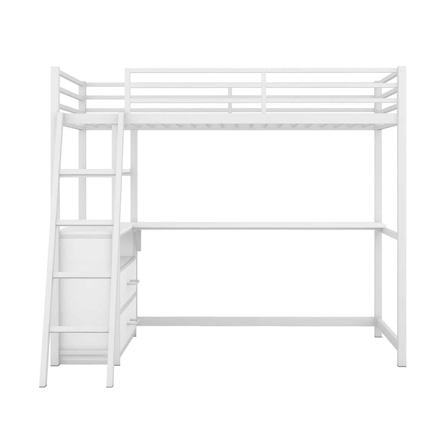 Bellemave Twin Loft Bed with Desk and Storage Drawers in White, Perfect for Kids and Teens - WoodArtSupply