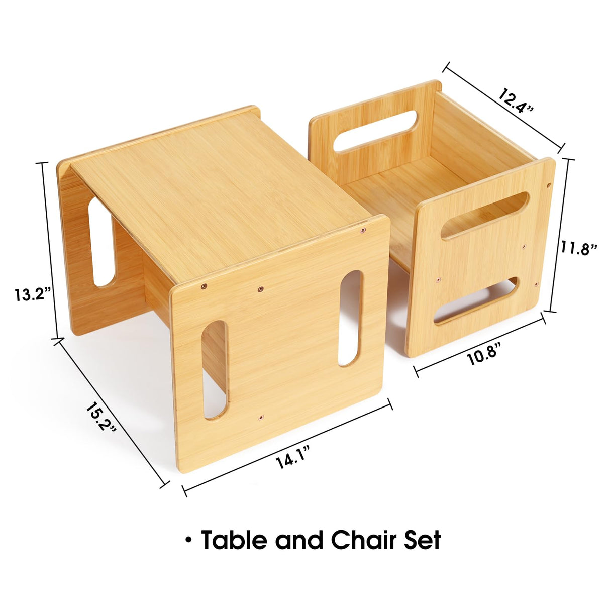 Kids Table and Chair Set, Montessori Weaning Table and Chair,Natural Bamboo Small Desk Chair,Toddler Activity Table and Chair Set for 1-3 Year Old Kids Dinner,Reading,Playing Toys, CPC Certified Ollieroo