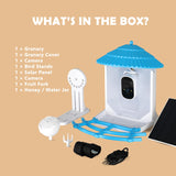 Baba&Nana Smart Bird Feeder with Camera, Solar-Powered Wireless Outdoor Hanging Birdhouse with WiFi, Auto-Capture Hummingbird Live Videos & Motion Activated AI Bird Identifier for Bird Watching (BLUE) Baba&Nana