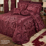 Touch of Class Camelot Luxury Bedding | Robust Burgundy | Matte Satin Damask on Richly Textured Jacquard-Woven Chenille | Designed 3 Piece Set Includes King Quilted Bedspread and 2 King Shams Touch of Class