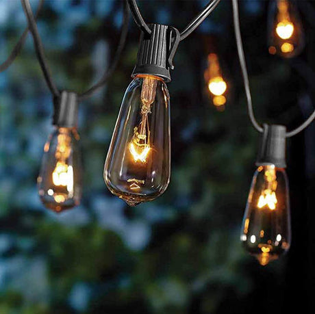 GOOTHY 20Ft Outdoor String Lights with 22 Edison Bulbs(2 Spare), 7W E17 Intremediate Base ST40 Vintage Outdoor Patio Lights Waterproof UL Listed for Bistro Garden Backyard Party Wedding Decor-Black GOOTHY