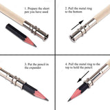 FULANDL 24Pcs Pencil Extenders Set, Pencil Lengthener, Including 16PCS Wooden Handle Adjustable Dual Head Pencil Extender Holder, 8PCS Plastic Pencil Cap, School Office Art Write Tool FULANDL