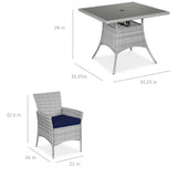 Best Choice Products 5-Piece Indoor Outdoor Wicker Dining Set Furniture for Patio, Backyard w/Square Glass Tabletop, Umbrella Cutout, 4 Chairs - Navy Best Choice Products