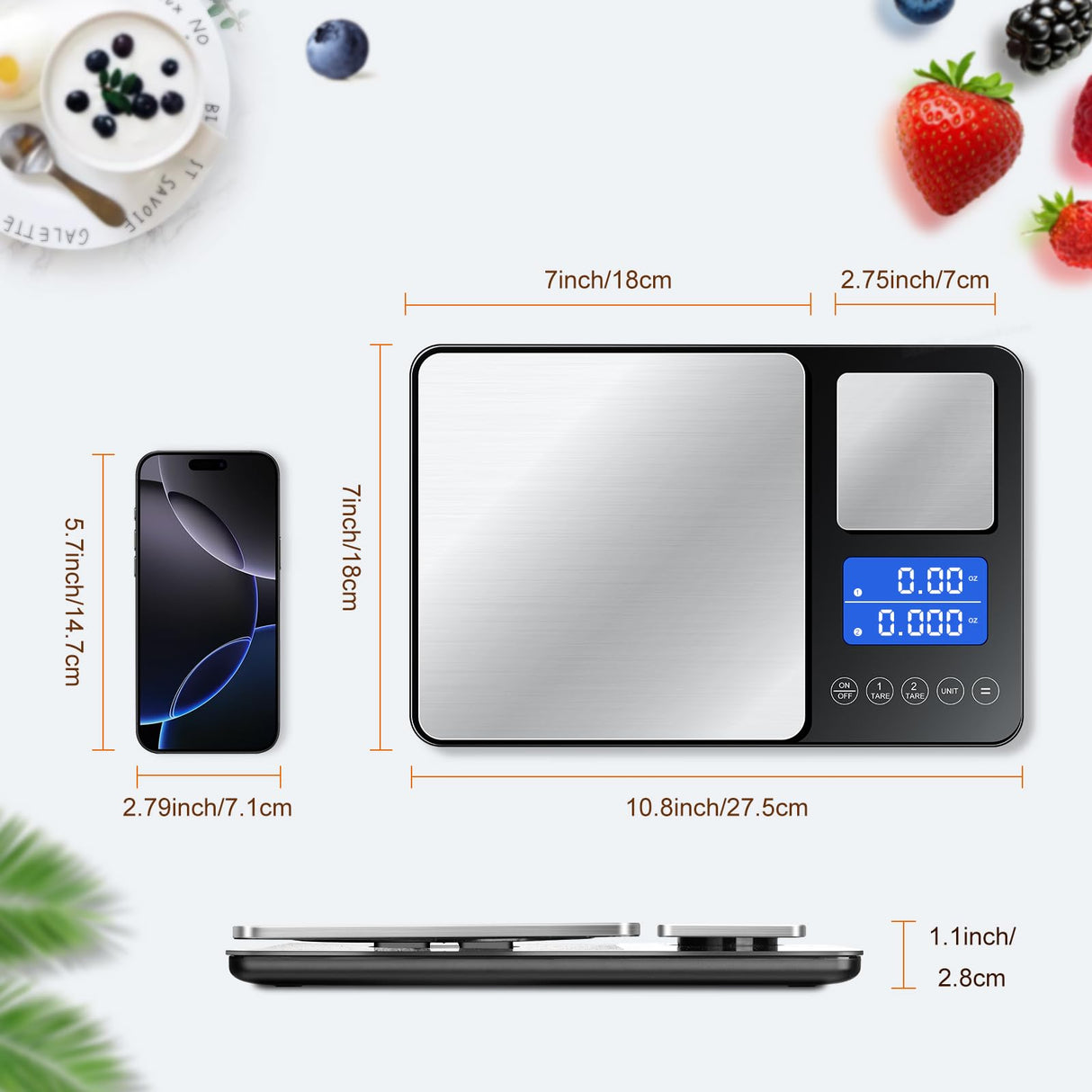 KUAIVO 0.001oz/33lbs Dual Platform Food Kitchen Scales Digital Weight Grams and Ounces, Two Precisions Kitchen Scale for Sourdough Bread, Baking and Cooking with 7 Units Tare, Accumulation Functions KUAIVO