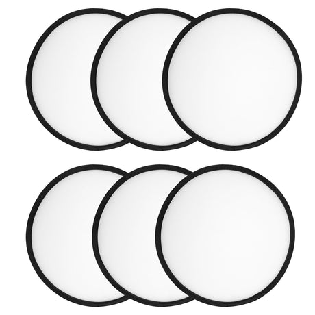 6 pcs Foldable Frisbee Fan with Storage Bag, White Sublimation Fan Blank Polyester Black Edge Round Folding Flying Disc Handheld Hand Fan Set for Wedding Party Gift Outdoor Beach Event Christmas NQEUEPN
