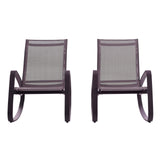 Modway Traveler Outdoor Patio Aluminum Mesh Rocking Sling Gliders, Two Lounge Chairs, Black Modway