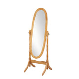 Roundhill Furniture Traditional Queen Anna Style Wood Floor Cheval Mirror, Oak Finish Roundhill Furniture