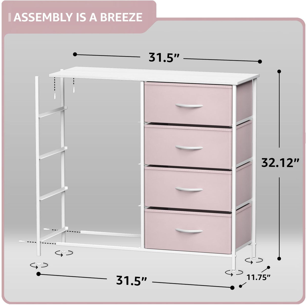 Sorbus Kids Dresser with 8 Drawers - Storage Unit Organizer Chest for Clothes - Bedroom, Kids Room, Nursery, & Closet (Pink, 31.5 x 12 x 32-8 Drawer) Sorbus