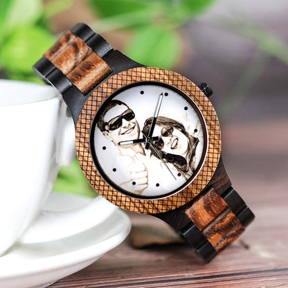 BOBO BIRD Mens Personalized Engraved Wooden Watches Quartz Casual Wristwatches for Men Family Friends Customized Watch (Zebra A) - WoodArtSupply