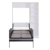 YOPTO Twin Size Murphy Bed Chest with Sofa,Foldable Hidden Cabinet Bed Frame W/ 6 Shelves,Easy Assembly,Space Saving,Multifunctional Wall Bed for Bedroom,Guest Room,Apartment,White YOPTO