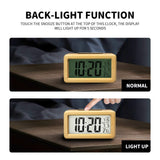 everwood Wooden Digital Alarm Clocks for Bedrooms Battery Operated, Wooden LCD Digital Clock with Smart Sensor Night Light, Temperature Detect, Snooze Function everwood