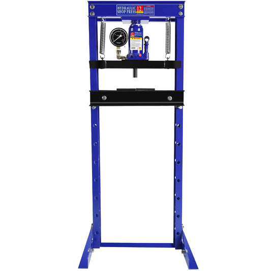 Tzou Hydraulic Press, 12 Ton Shop Press H-Frame Garage Floor Hydraulic Shop Press with Adjustable Working Table Heigh, Plates - WoodArtSupply