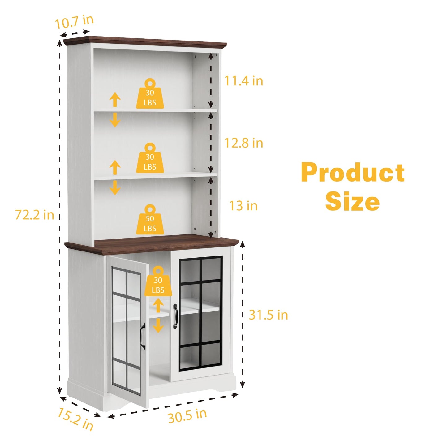 5-Shelf Tall Bookcase with Glass Doors in White - Stylish and Spacious Storage for Home or Office - WoodArtSupply