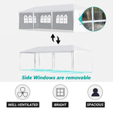 Gazebo Tent 10'x30' Canopy Tent Outdoor Gazebo Canopy Wedding Party Tent Heavy Duty Gazebo Pavilion, White (10x30ft 5 Removable Sidewalls) ZAAYO