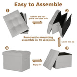 BelugaHelper Folding Storage Ottoman. Foot Rest Stool with Thicker Foam Padded Seat. 330 lbs Leather Ottoman with Storage Bench for Living Room, Bedroom, Home Office Table, 17x13x13in, Grey BelugaHelper