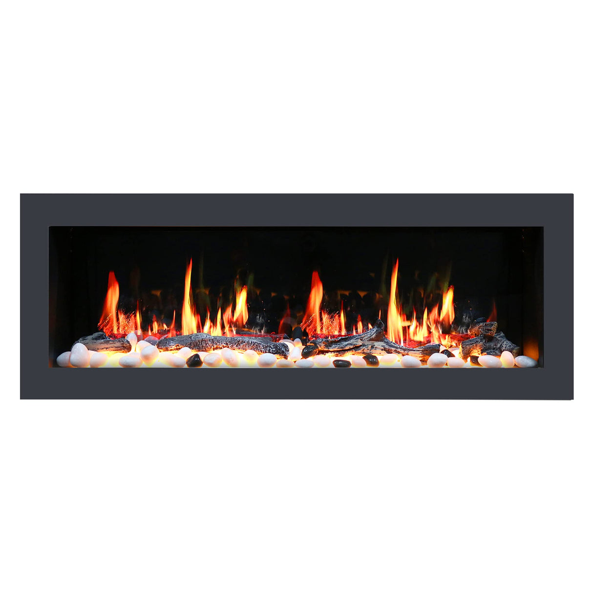 Litedeer Homes Latitude II 48" Smart HD LED Electric Fireplace with App, Adjustable Crackling Fire Sounds and Sparkles,5 Unique Realistic Flame, Black Fireplace (Model: ZEF48X) Litedeer Homes