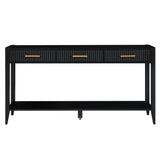 Aiuyesuo 60" Console Table with 3 Vertical Stripe Drawers, Entryway Console Table with Storage Shelf and Long Legs, Suitable for Entryway,Hallway,Living Room,Foyer,Corridor (Black-311J) Aiuyesuo