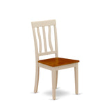 East West Furniture Antique Dining Room Slat Back Solid Wood Seat Chairs, Set of 2, Buttermilk & Cherry East West Furniture