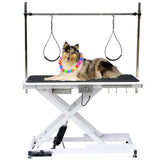 ACIDBOLT 50 Inch Electric Grooming Table for Large Dogs, Heavy Duty Height Adjustable Collapsible Extra Large Pet Grooming Station with Overhead Arms, Two Nooses & Anti Slip Tabletop, White ACIDBOLT
