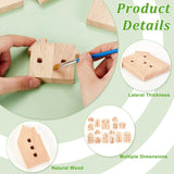 OLYCRAFT 15Pcs Unfinished Wooden House Shaped Blocks House Blank Wood Cutouts Wood Blocks with Hole Wooden Display Decoration Pieces for Home Kitchen Office Shelf Coffee Bar Decor -15 Styles OLYCRAFT