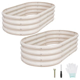 1MORE Galvanized Raised Garden Bed- Planter Garden Boxes Outdoor, Raised Beds for Gardening, 4x2x1ft Metal Garden Bed Kit for Vegetables Flower, Planter Raised Beds with Tools.White-2pack 1MORE