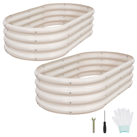 1MORE Galvanized Raised Garden Bed- Planter Garden Boxes Outdoor, Raised Beds for Gardening, 4x2x1ft Metal Garden Bed Kit for Vegetables Flower, Planter Raised Beds with Tools.White-2pack 1MORE