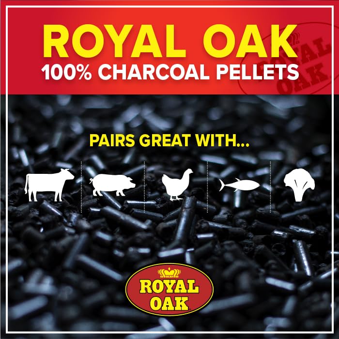 Royal Oak 100 Percent Charcoal Hardwood Pellets for Real BBQ Flavor, Grilling and Smoking, High Heat, Resists Water, Easy to Clean, 30 Pound Bag