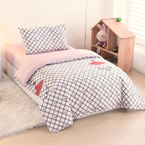 ZZRSSSLC Cute Princess Printed Crib Bedding Set, 3 Pieces Girl and Red Heart Pattern Duvet Bedding Sets Includes Fitted Sheet, Quilted Cover and Pillowcase -100% Cotton ZZRSSSLC