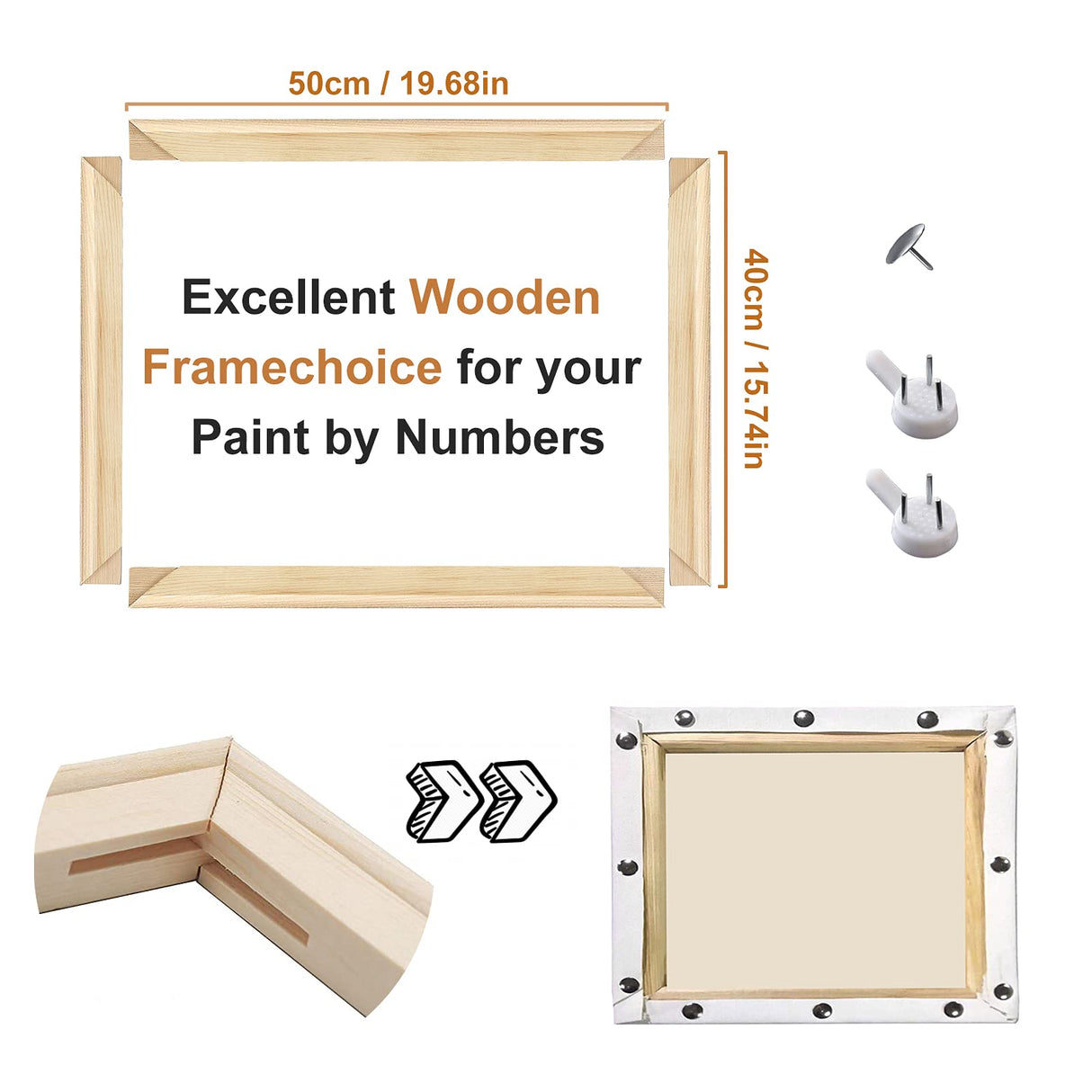 EVNEED DIY Canvas Stretcher Bars 16x20 Inch Canvas Frame - Easy to Assemble, Gallery Wrap Oil Frame Kits Canvas Wood Stretcher Bars for Oil Paintings, Prints, Paint EVNEED