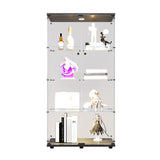 nifoti 4-Shelf Glass Display Cabinet with LED Lights and Lock,Curio Cabinets Display Case with 2 Door,Tempered Glass Collection Display Showcase for Living Room,Exhibition Hall 64.7"x 32"x 14.4" Black nifoti