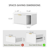 Masupu Floating Nightstand, Wall Mounted Floating Bedside Table with Storage Drawer and Open Shelf, Modern Bedroom Nightstand, 19.3" x 11.4" x 10", White Masupu