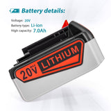 ORHFS 7.0Ah 20V Lithium Battery Compatible with Black+Decker 20Volt Max LBXR20 LB20 LBX20 LBXR2020 LBX4020 LB2X4020-OPE LBXR20-OPE Cordless Power Tools with 20v Battery Rapid Charger ORHFS