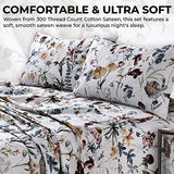 Tribeca Living Deep Pocket King Size Sheet Set - 300 Thread Count Cotton Sateen Sheets with 22-Inch Extra Deep Pockets, Oeko-Tex Certified, 4 Bedding Set in Amalfi Deep Red/Multi Print Tribeca Living