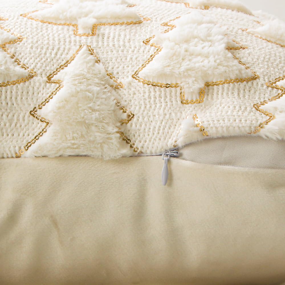 Christmas Pillow Covers, Set of 2 Christmas Decorations Throw Pillow Covers, 18x18 Inch Soft Fluffy Cushion Covers for Home Décor Xmas Series Cushion Pillow Cover Custom Zippered Square Pillowcase Eliluoni