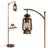 beaysyty Farmhouse Adjustable Floor Lamps with Tray Lantern Tall Standing lamp for Bedroom Home Decor for Office Cafe Den Living Room Bedroom, On/Off Foot Switch and Brushed Rustic (Red Copper) beaysyty