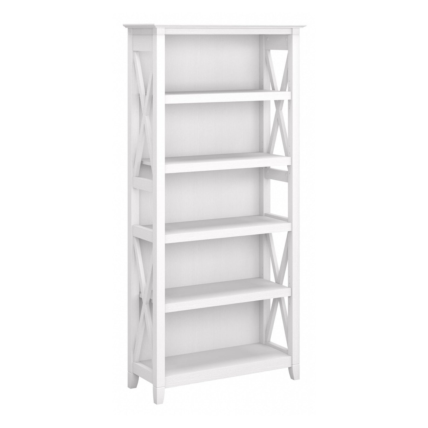 Bush Business Furniture Key West 5-Shelf Bookcase in Pure White Oak with Adjustable Shelves - WoodArtSupply