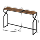 MAHANCRIS Sofa Console Table, 44.9" Entryway Table with Power Station, Narrow Couch Table, Hallway Table, Sofa Table with USB Ports, Metal Frame, for Entrance, Living Room, Rustic Brown CTHR113E01 MAHANCRIS