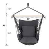 Highwild Hammock Chair Hanging Rope Swing - Max 500 Lbs - 2 Cushions Included - Steel Spreader Bar with Anti-Slip Rings - for Any Indoor or Outdoor Spaces (Grey) Highwild