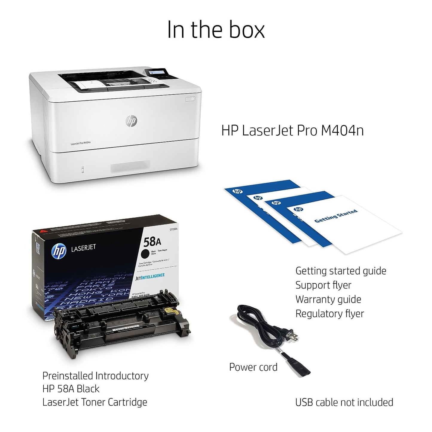 HP LaserJet Pro M404n Monochrome Printer with built-in Ethernet (W1A52A)