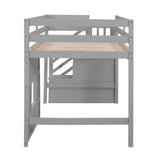 Harper & Bright Designs Grey Twin Size Low Loft Bed with Stairs and Playhouse Window Harper & Bright Designs