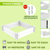 Kdgarden 4'x4' White Vinyl Raised Garden Bed Kit, Outdoor Above Ground Garden Box for Growing Vegetables, Flowers, Herbs, DIY Gardening, Whelping Pen and More Kdgarden