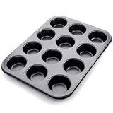 Kingrol 12-Cup Muffin & Cupcake Pans, Set of 3 Baking Pans, Non-stick Bakeware, 1.1" Deep Kingrol