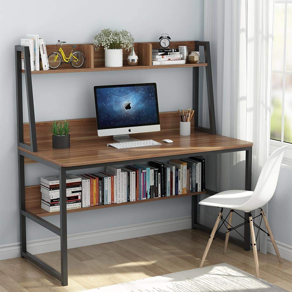Tribesigns 47-Inch Computer Desk with Hutch and Bookshelf - Space-Saving Home Office Solution Tribesigns