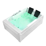 Empava 72" x 48" Whirlpool Tub, 2 Person Jetted Bathtub, Hydro Massage & Chromatherapy [ETL Certified], 3 Sided Apron, Acrylic , 1125 Watt, 110 Gallons, Left Drain Empava