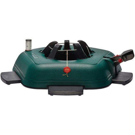 Krinner Christmas Tree Genie Large - Green Tree Stand - Original Single Cable Operation, Holds up to 8 ft Live Trees - Foot Pedal Setup & Water Reservoir with Level Indicator Krinner