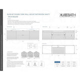 Kubebath Bliss 60" Double Sink High Gloss White Wall Mount Floating Modern Bathroom Vanity Kube Bath
